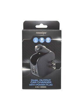 PowerXcel 2 in 1 Car Charger Wall Plug Dual USB Port 3.4A Fast Travel Adapter
